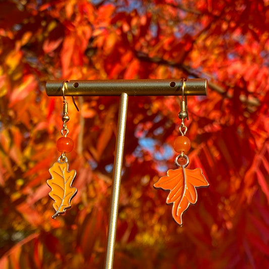 Orange Harvest Leaves Earrings