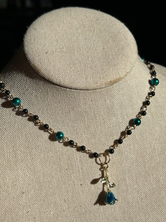 Blue Rose Necklace