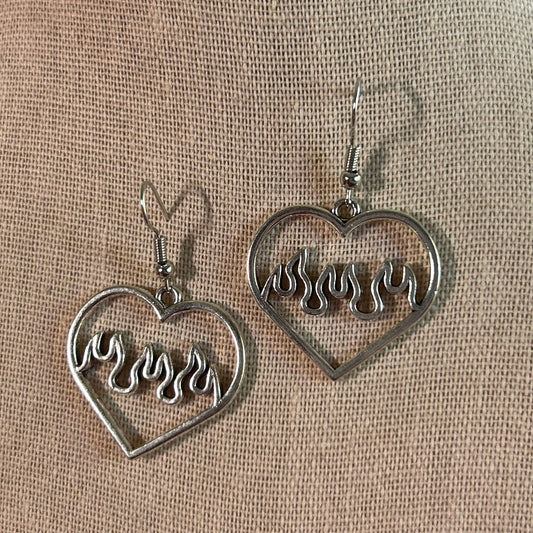 Flaming Heart Earrings