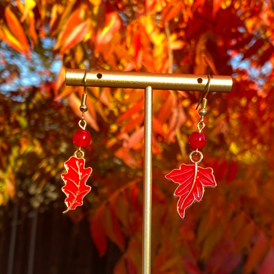 Red Harvest Leaves Earrings