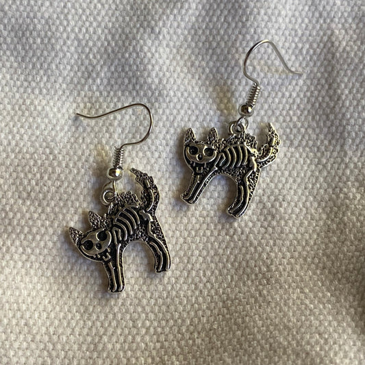 Skeleton Cat Earrings