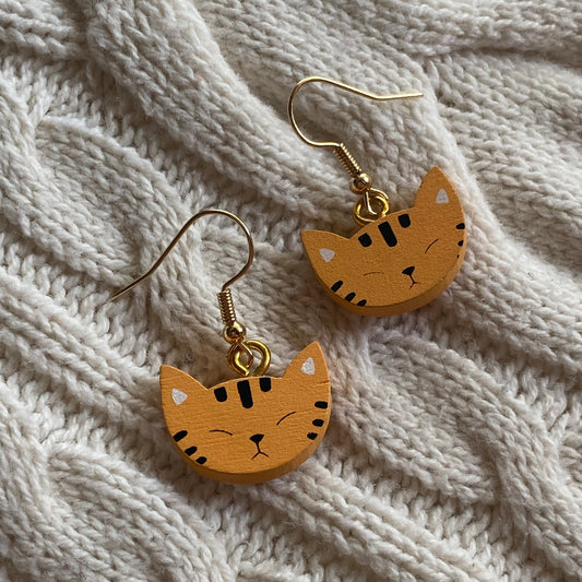 Orange Cat Earrings