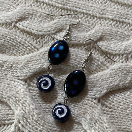 Blue Spiral Earrings