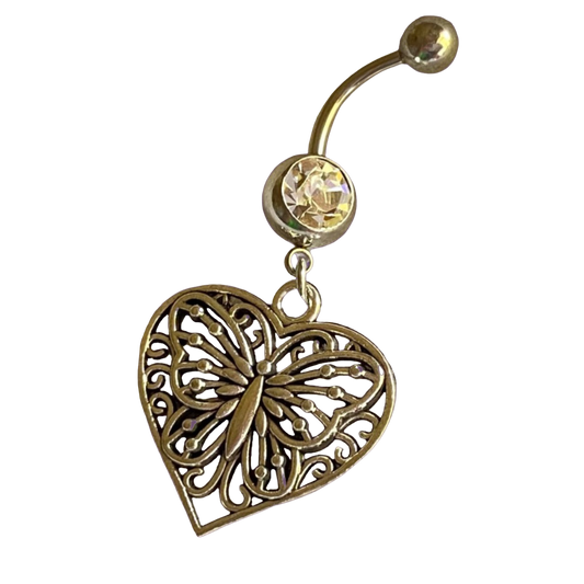 Butterfly Heart Belly Button Dangle Ring